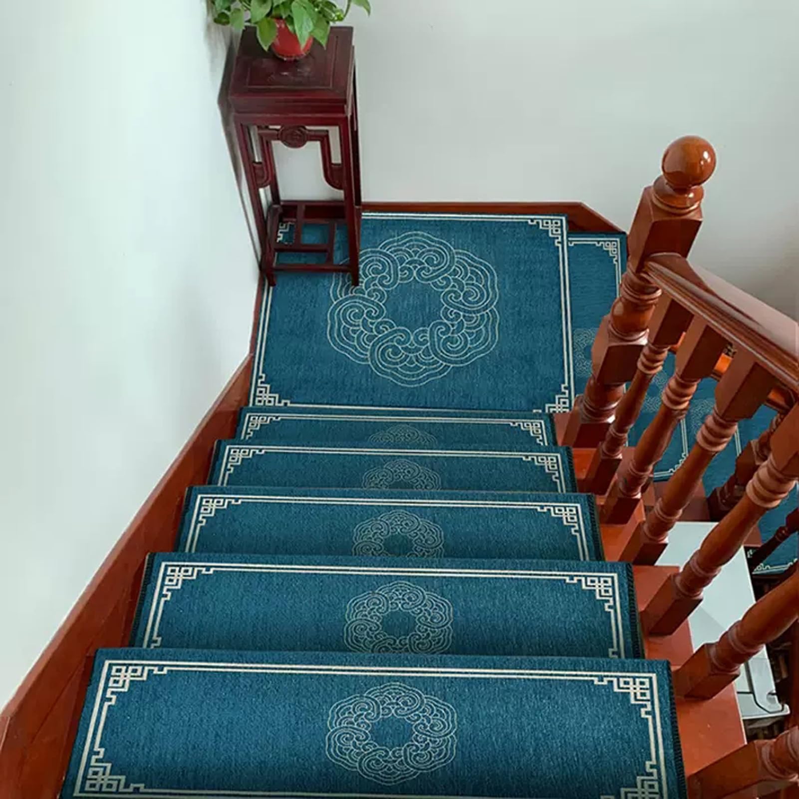 Alfombras de escalera antideslizantes con adhesivo interior para peldaños seguros, juego de 5