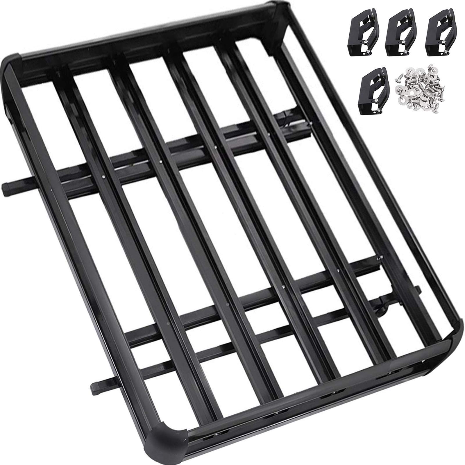 VEVOR Roof Bars, 50"X 35.4"x5.5" Roof Basket, Aluminum Roof Rack