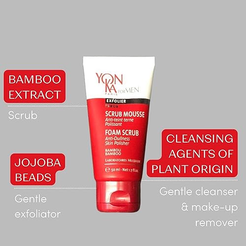 Miniatura 3 de Yon-Ka - Exfoliante espumoso para hombre (1.7 onzas líquidas), exfoliante de limpieza profunda, gel suave que aprieta los poros y evita los pelos