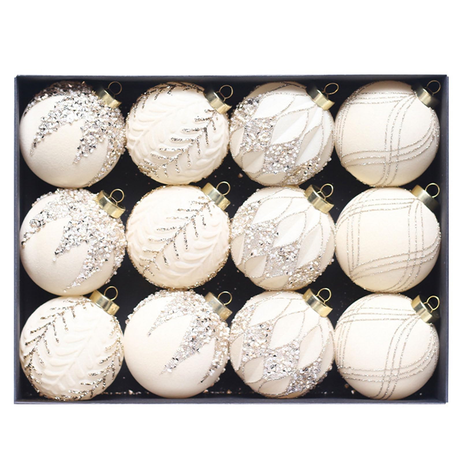 Yhplxyuus 12Pieces Festival Christmas Sphere Tree Adornment Unique Christmas Tree Baubles Soft Spher Ornament for Holiday Accent Shatterproof Sphere