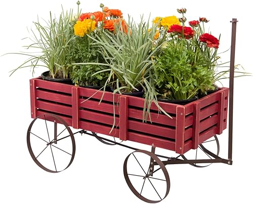 Miniatura 7 de Shine Company 4944GY - Maceta decorativa de jardín con tablero de madera para plantas al aire libre, color gris