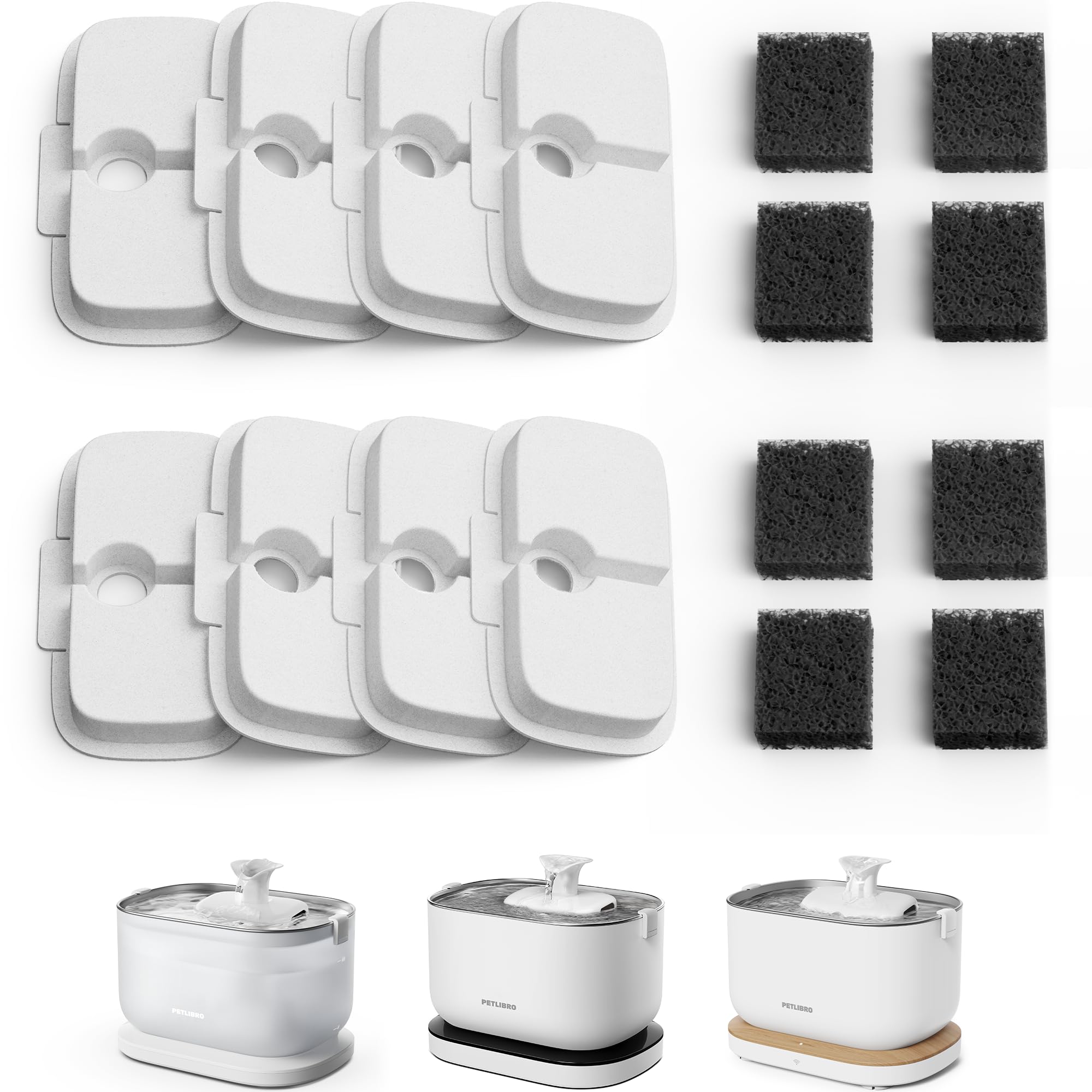 PETLIBRO Filtro Fontanella per Gatti, 8 Filtro di Ricambio per Fontana per Gatti Dockstream PLWF005, PLWF115, PLWF105, Filtro con Filtrazione Verticale per Fontanella Gatto Fontana Gatto