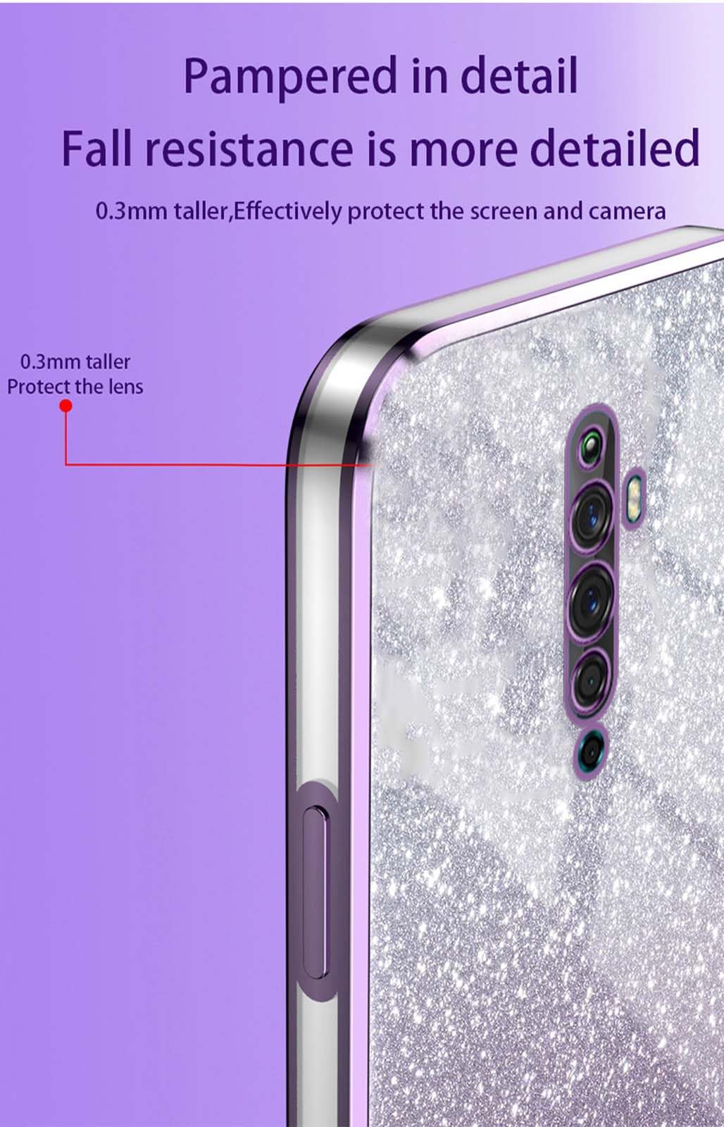 HAOYE Cover per OPPO Reno 2Z (Reno2 Z), Placcatura TPU Custodia Protettiva, Antigraffio Silicone Morbida TPU Ultra Sottile ma Resistente Case Caso. Blu