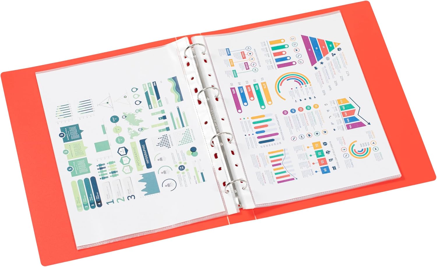 Viquel - Maxi FEEL'EASY A4 Flexible Binder - 4 Rings - Spine 4 cm - for A4 documents - Made of Durable Plastic - ID Label on Spine - Red