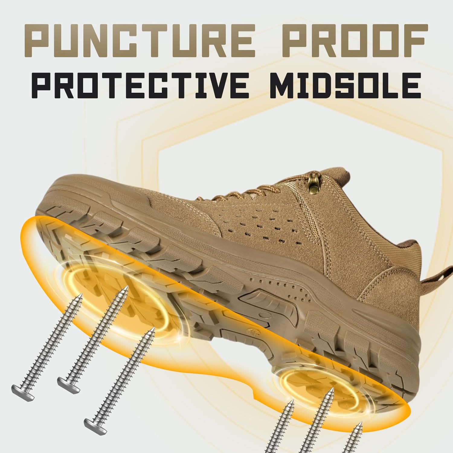 Furuian Steel Toe Shoes for Men Comfortable Lightweight Work Shoes for Men Low Top Steel Toe Safety Puncture Proof Slip Resistant Construction Shoe - Image 3