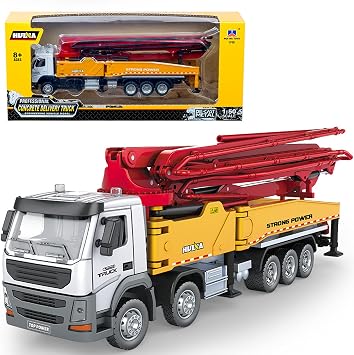 Concrete Pump Truck Construction Vehicles Toys,150 Scale Diecast Site Concrete Pump Truck, Toy Trucks for Kids