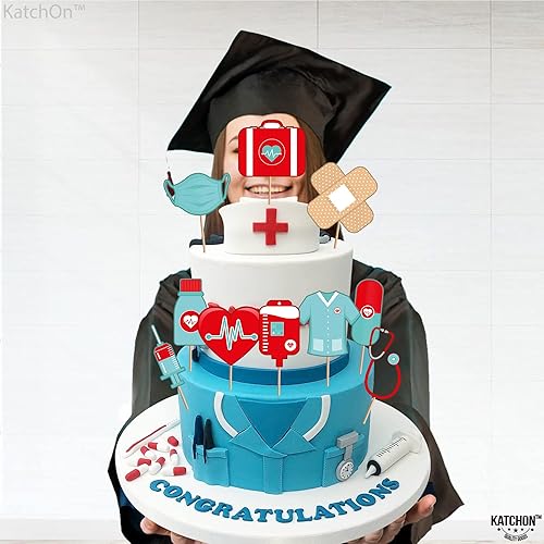 Miniatura 10 de KatchOn, Decoración para pastel de graduación con brillantina, grande, 6 pulgadas, decoración de pastel de felicitaciones clase de 2023,