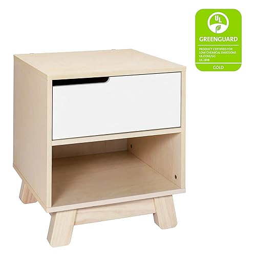 Miniatura 4 de Babyletto Hudson - Mesita de noche con puerto USB en blanco y natural lavado, 1 cajón y compartimento de almacenamiento