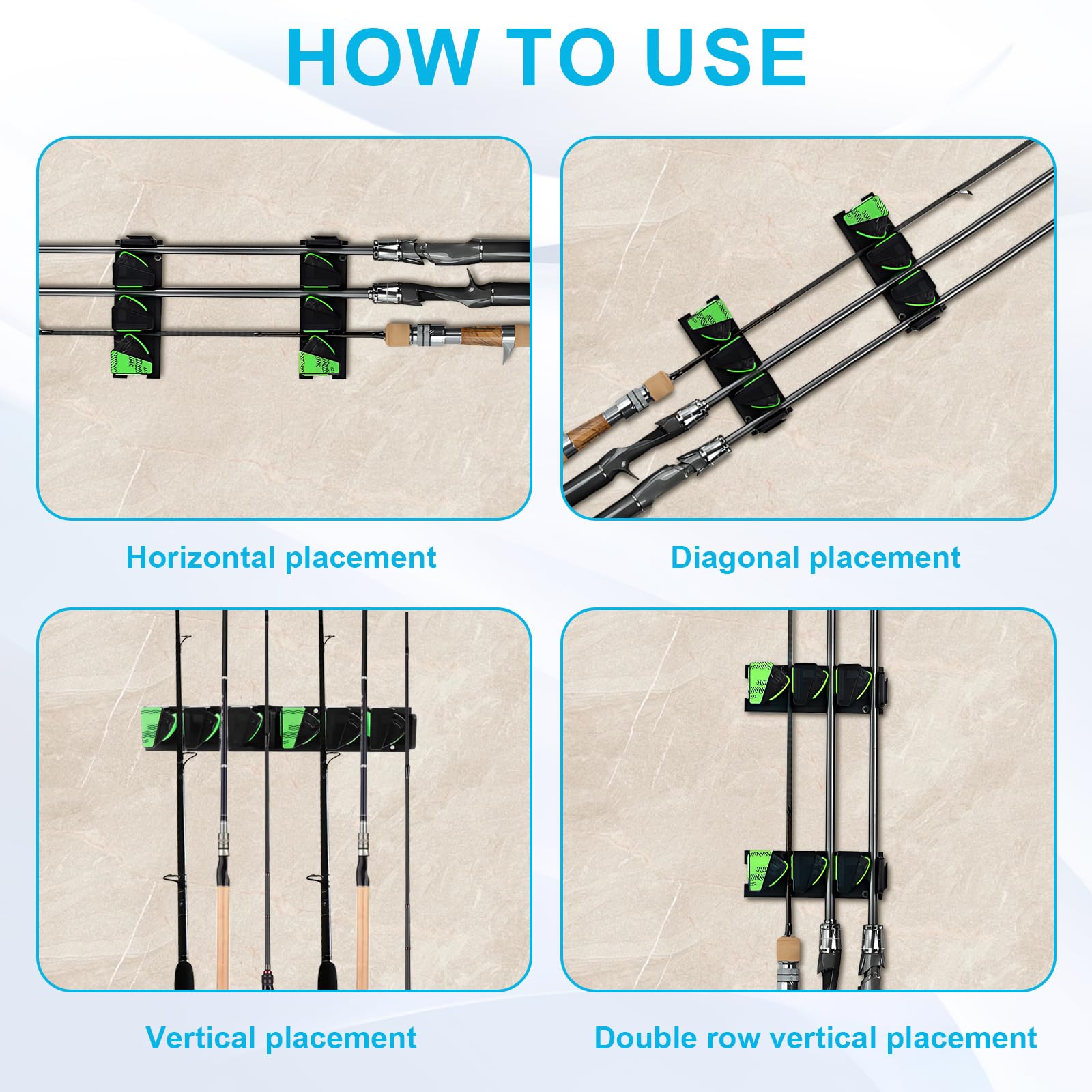 Soporte Cañas de Pescar Portacañas Plástico Goma UV Antideslizante Juego 2 Unidades Barco