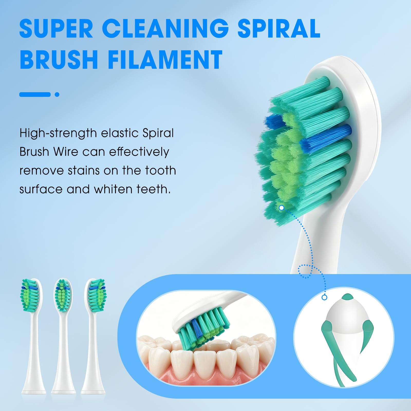 Cabezales de repuesto para cepillo de dientes TAO Clean Sonic, cabezales de repuesto para cepillo de dientes TAO Clean Sonic, cerdas suaves medianas para adultos, blanco, paquete de 4