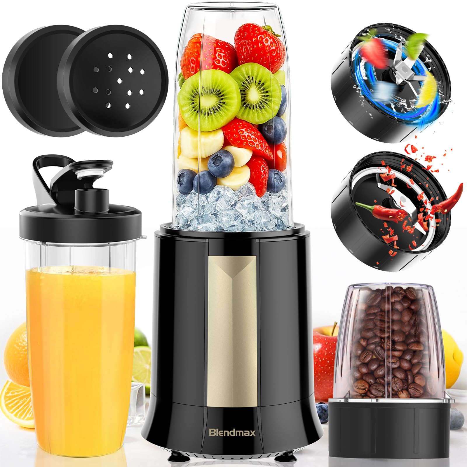 Amazon | ミキサー ジューサー 1000Wハイパワー コーヒーミル