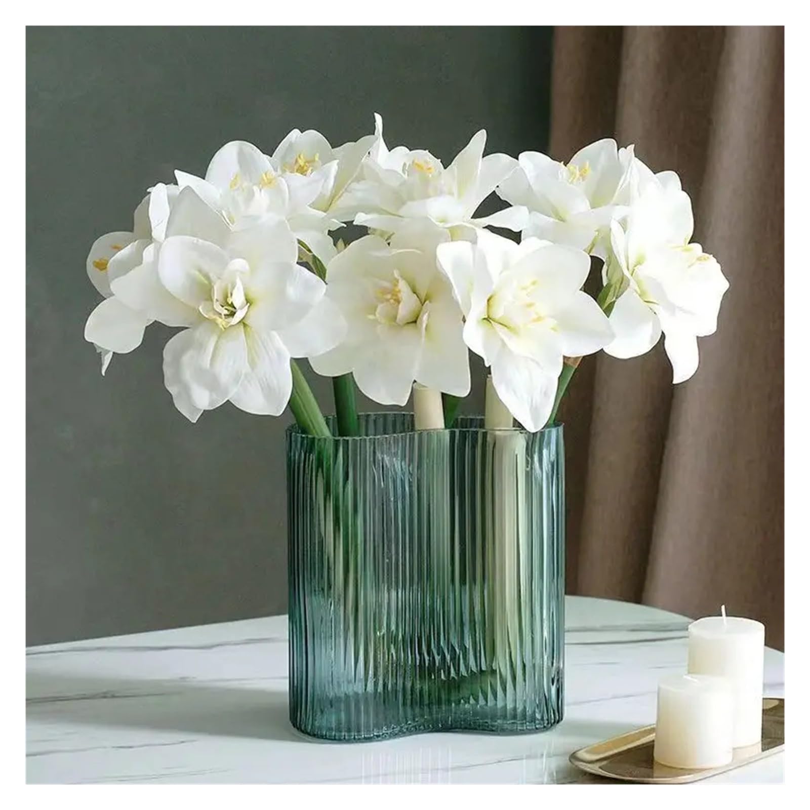 2 Stück Künstliche Amaryllis-Blumen, Stiel, fühlt Sich echt an, große Tropische Blumen, Clivia-Blumen for Vasenarrangements, Home-Office-Dekor(2Pcs Light Pink)
