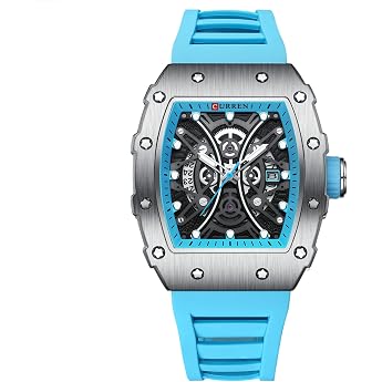 FORSINING Modische Quarzuhr f&uuml;r Herren, Skelett, rechteckig, gro&szlig;es Zifferblatt, analog, Herren-Armbanduhr, l&auml;ssig, Business,