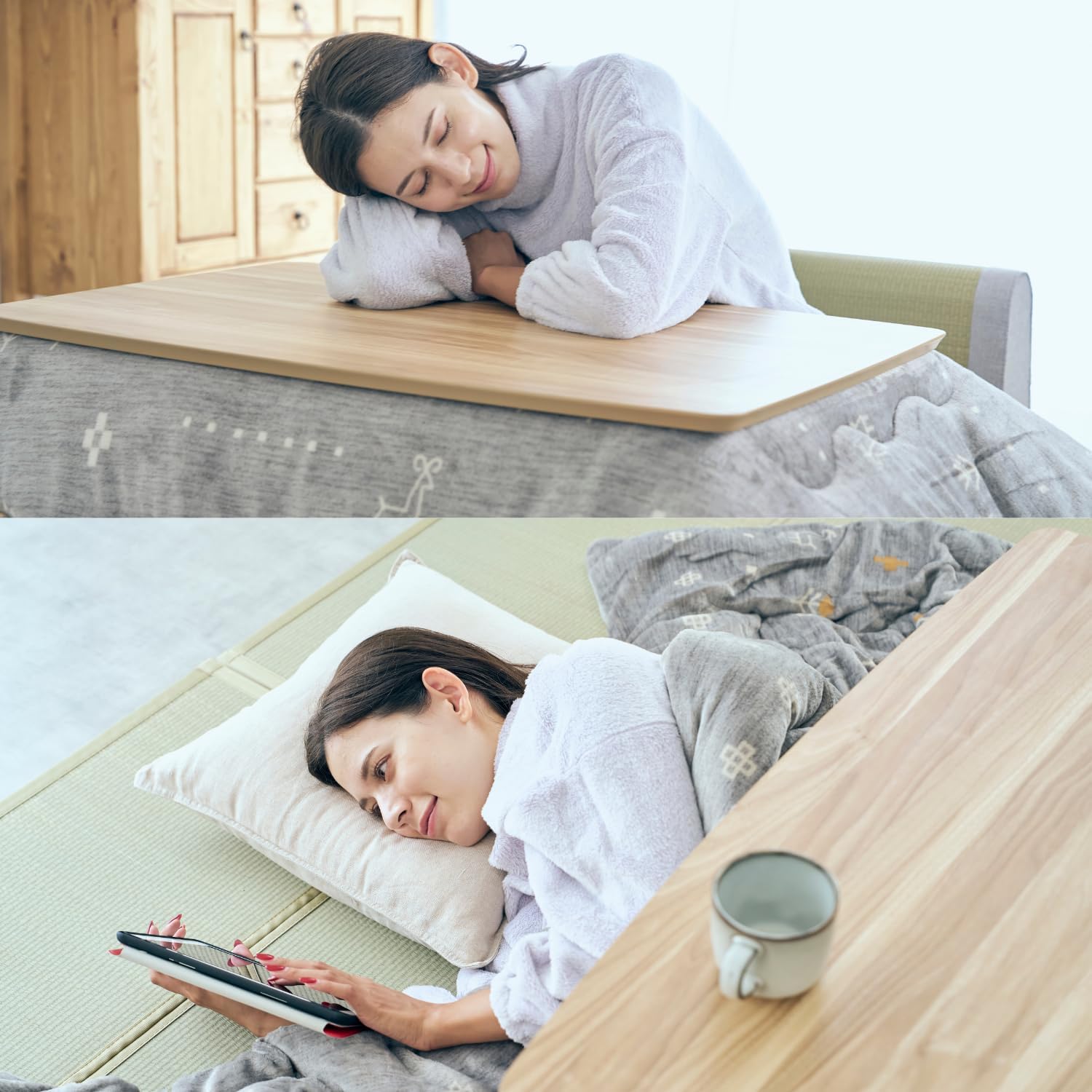 US-KLY Kotatsu Heater Table Low-Lying Dining and Work Desk (Rectangle W35.4 xD23.6 xH15.4 Inchies, Brown)