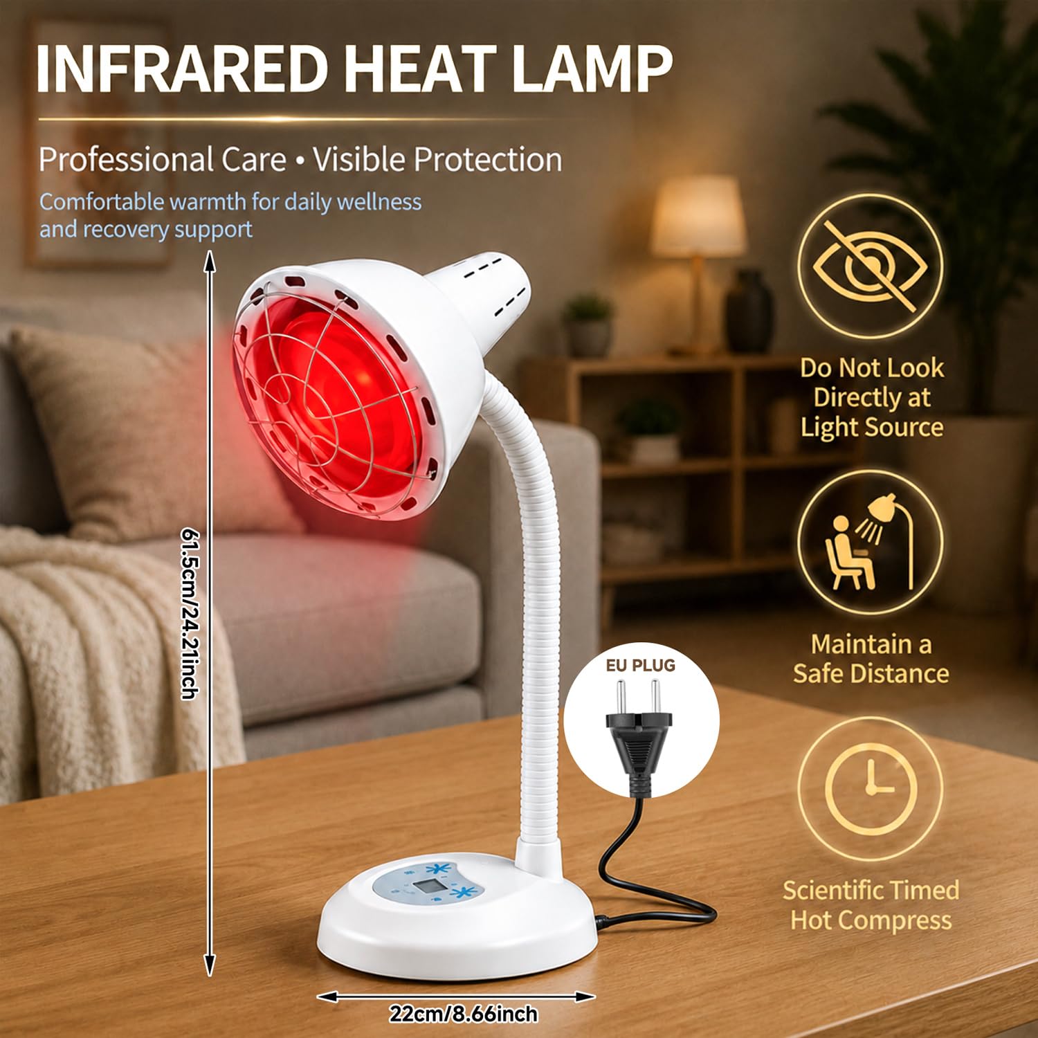 Rotlichtlampe Wärmelampe100W, mit Timer & 10 Temperaturstufen