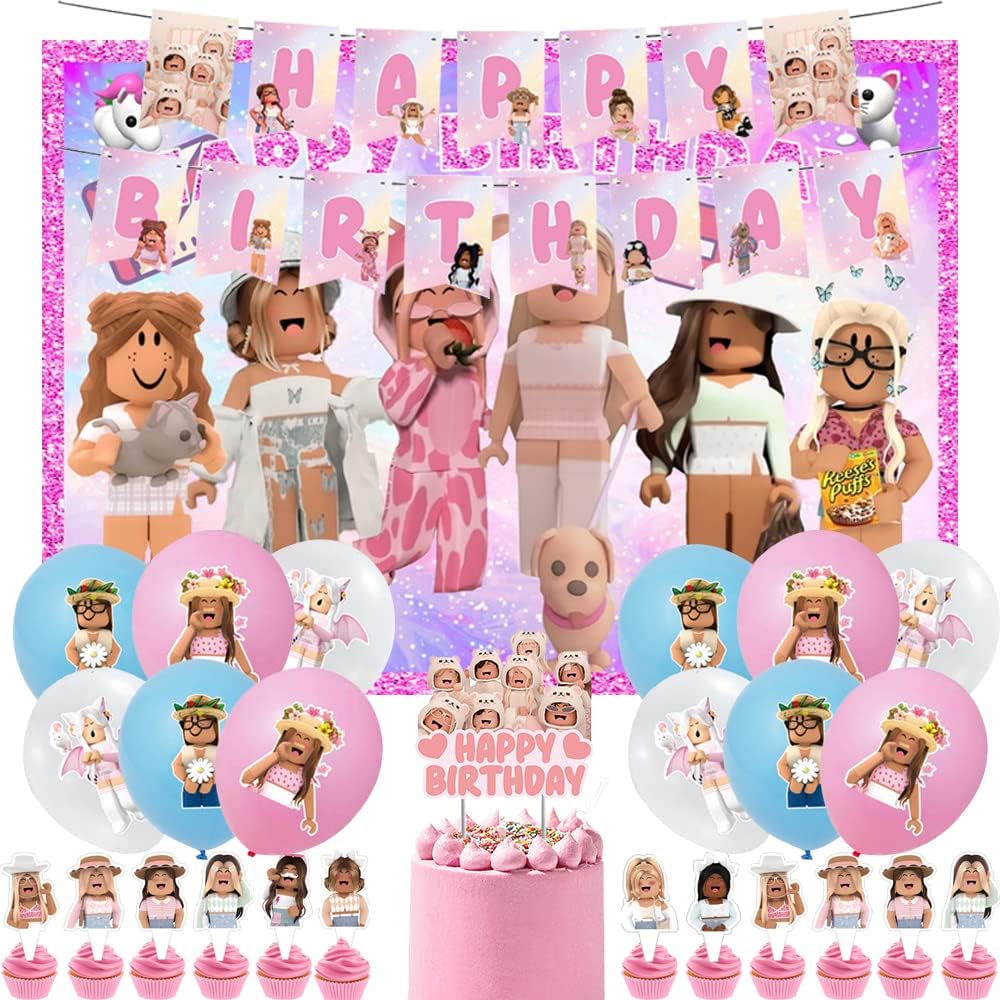 Robloxx' Pink Birthday Party Decorations