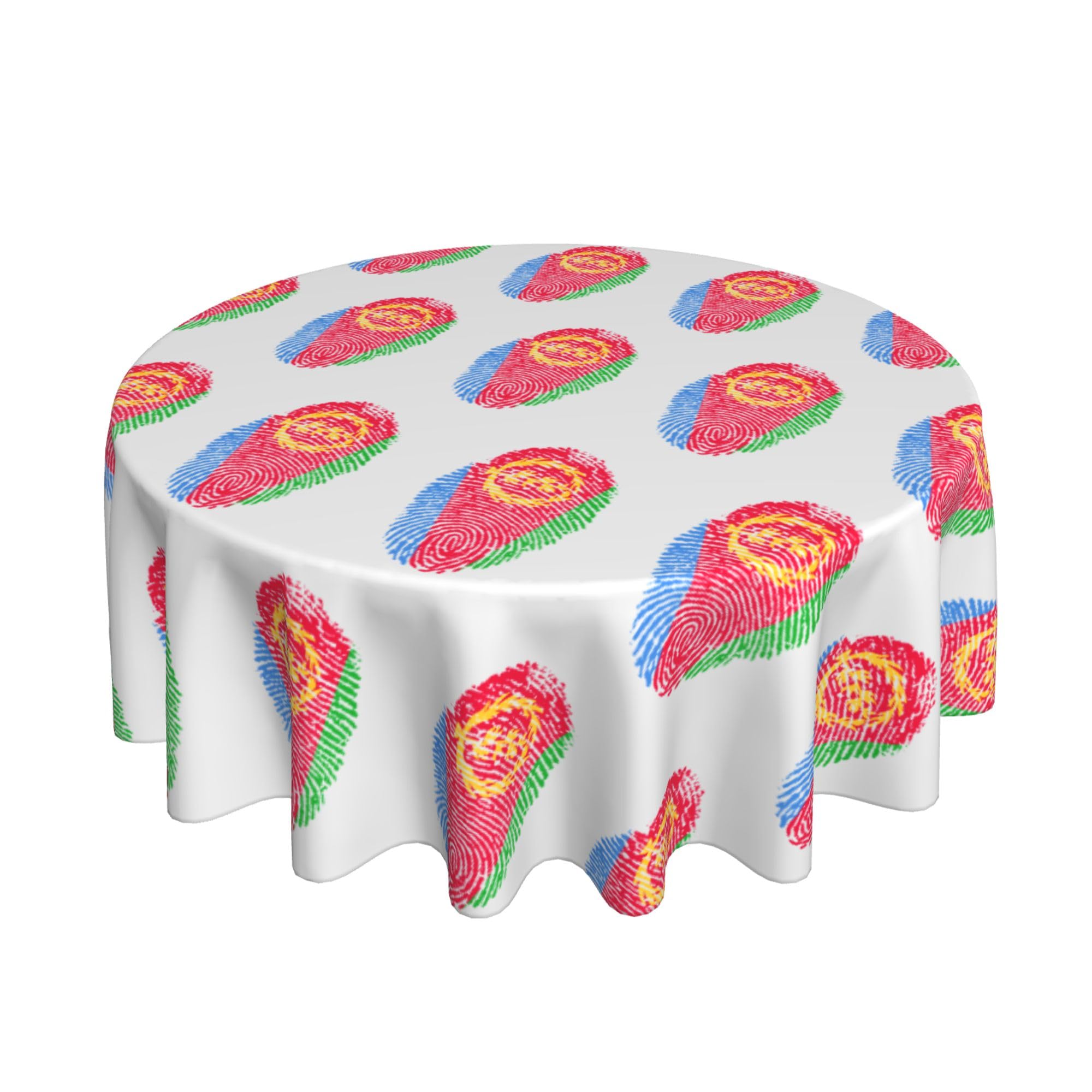 HLBSDM Eritrea DNA Fingerprint 60" Restaurant Circle Decor Tablecloth Festive Table Cover Round Art Desk Cloth