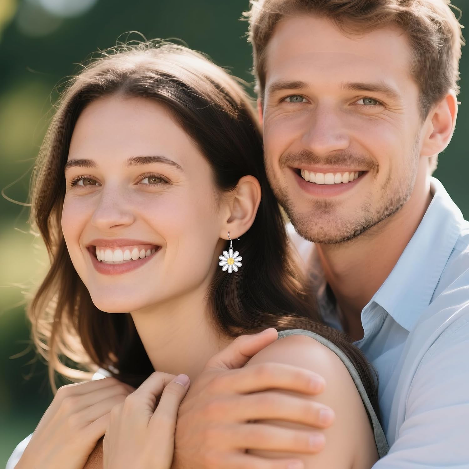 KZX Daisy Drop Dangle Earrings 925 Sterling Silver Daisy Earrings for Women White Flower Hook Dangle Chrysanthemum Drop Jewelry Gifts for Wife Birthday Wedding Christmas - Image 3