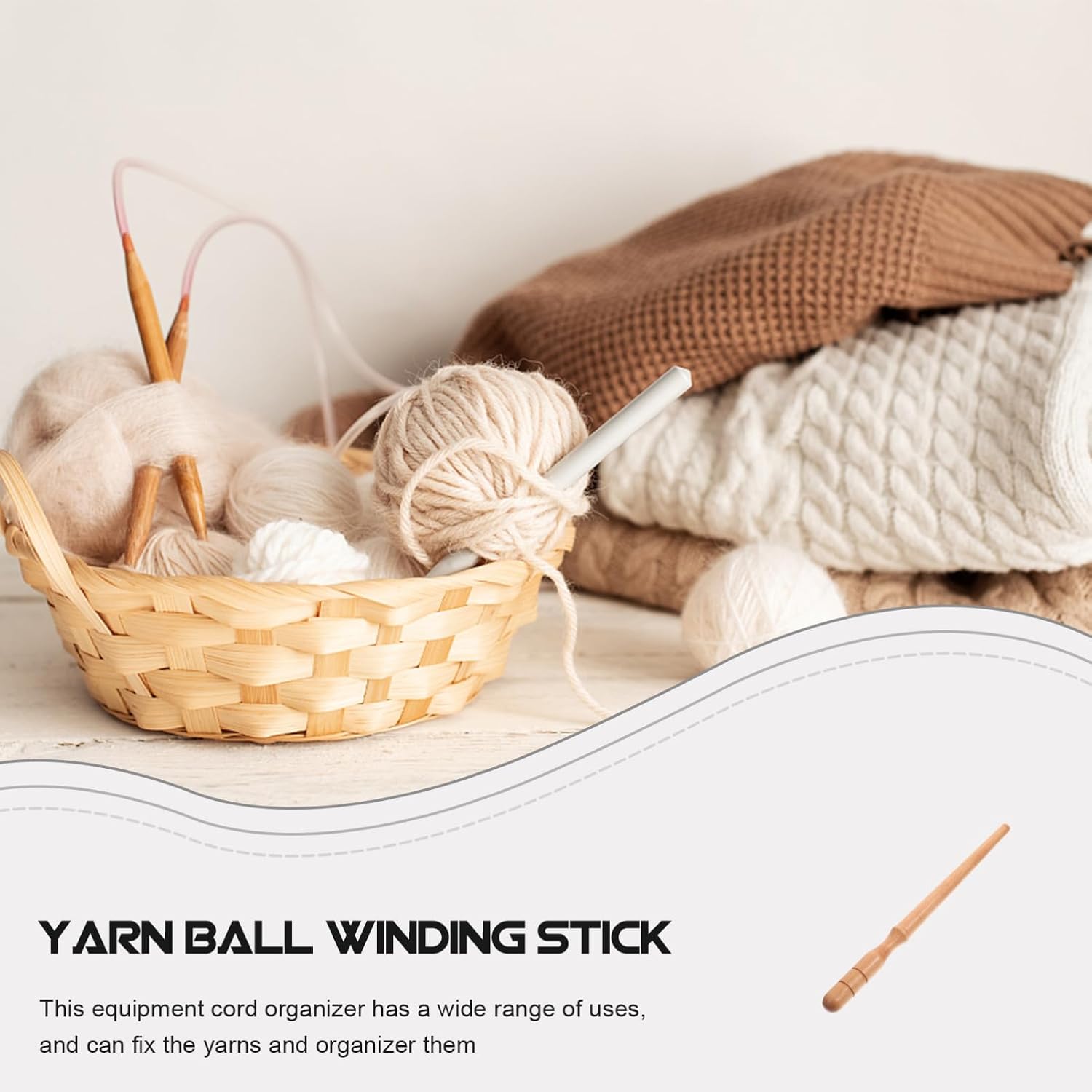 KAILIKETIY Winding Stick for Yarn Balls Durable Essential Yarn Winding Supplies for Knitting and Crocheting DIY Present for and Hobbyists