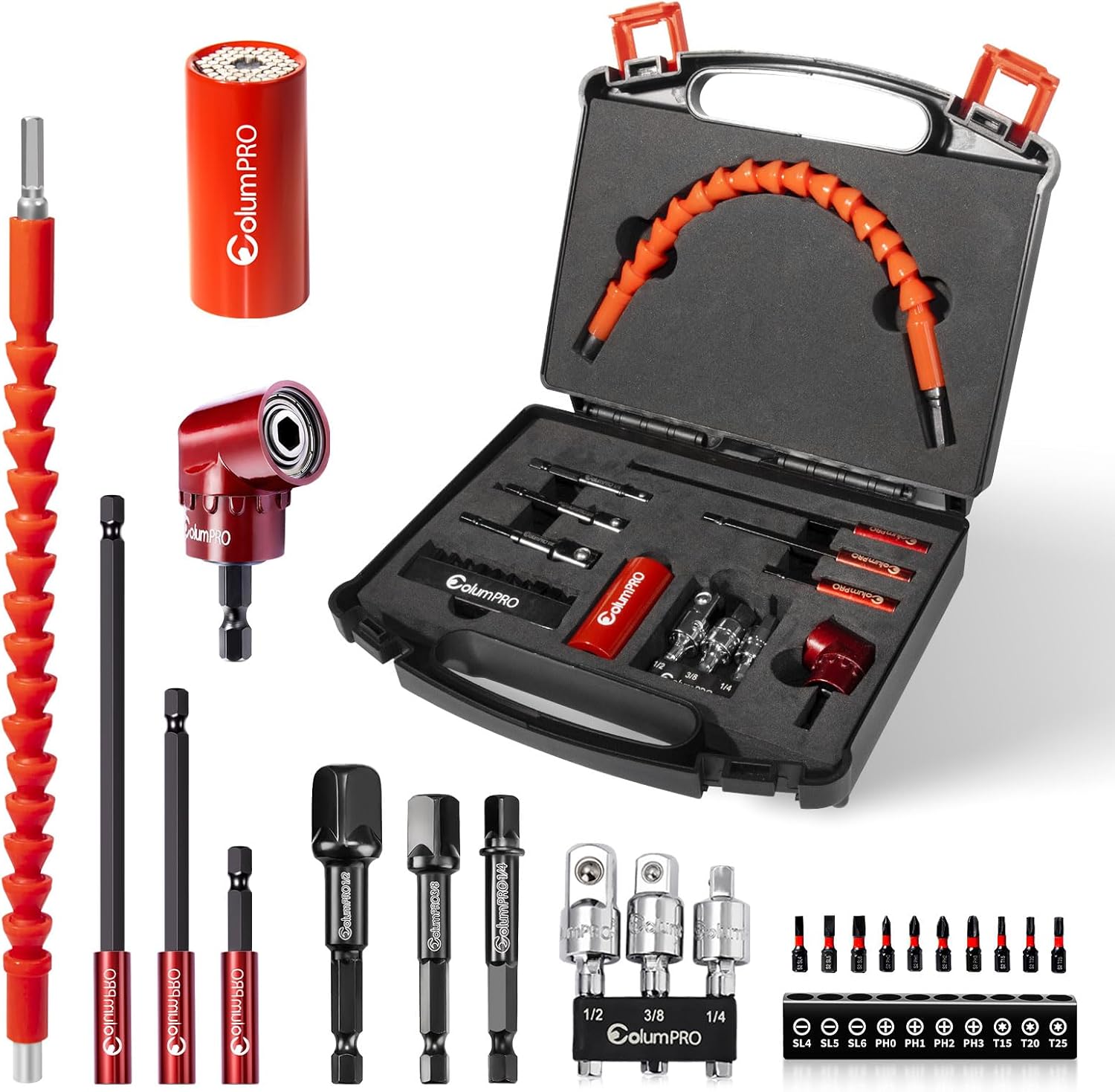 22PCS Superbit Flexible Drill Bits Extension&Universal Socket Tool Set, Tools for Men, Stocking Stuffer, Christmas Gift for Dad, Husband, Boyfriend