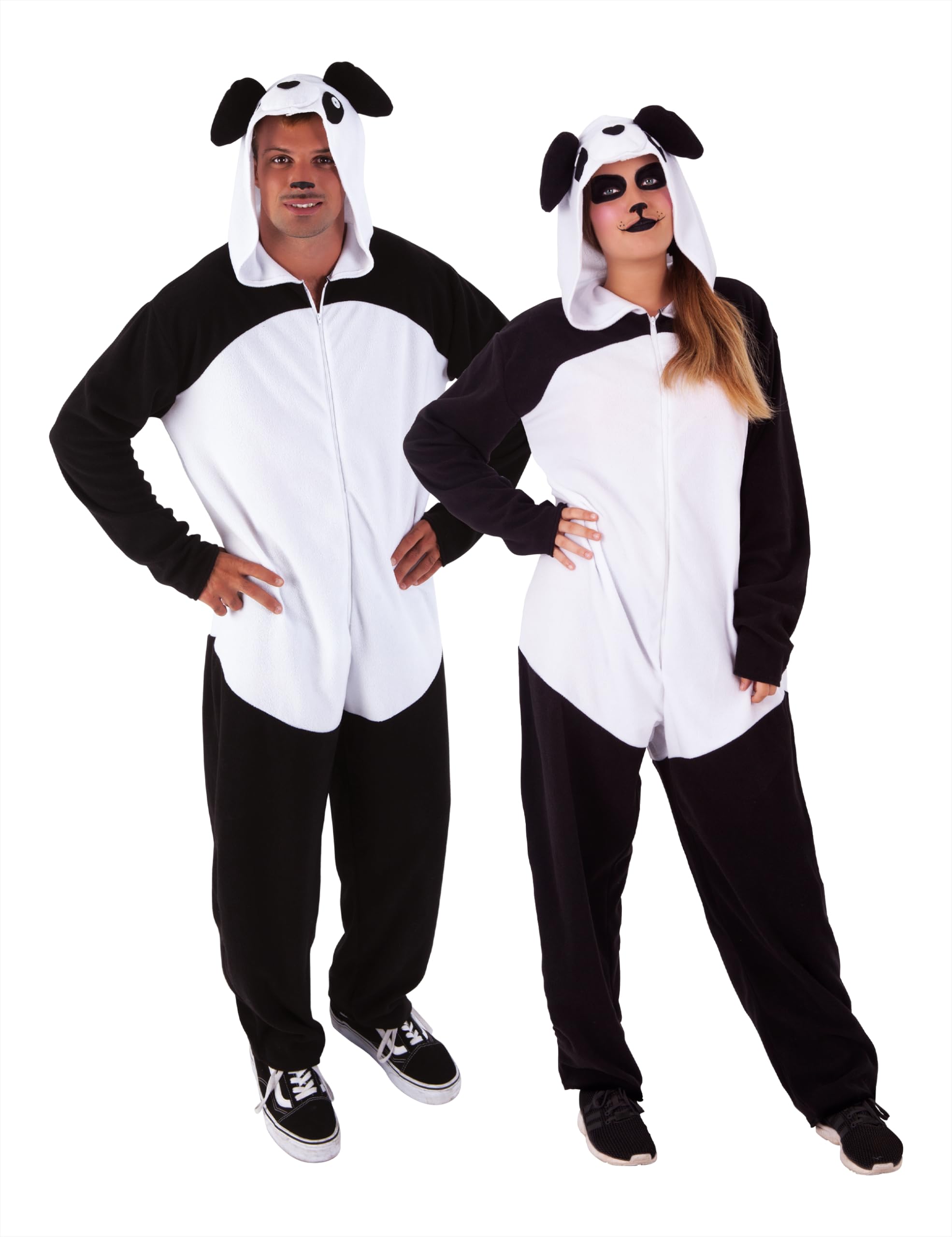 Rubies Official Rubies Unisex Adult Panda Bear Costume One Size Jumpsuit with Hood and Tail for Carnival, Christmas, Birthday, Party, Halloween