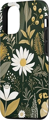 Vista 68 de Funda botánica retro para iPhone 11 Pro Max con diseño botánico bohemio y verde oliva