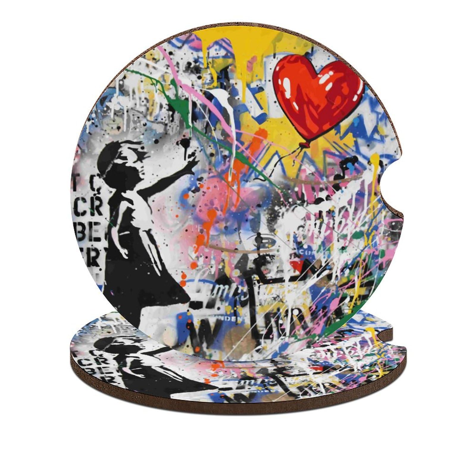 Amazon｜コースター 車用 Banksy バンクシー 風船少女 落書きアート(1