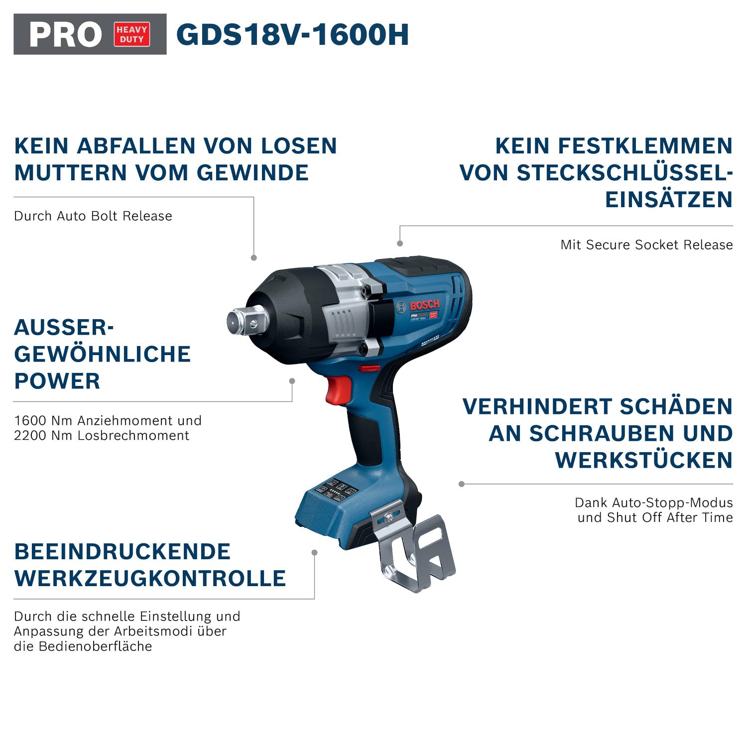 Bosch PRO 18V System HEAVY DUTY Schlagschrauber GDS18V-1600H