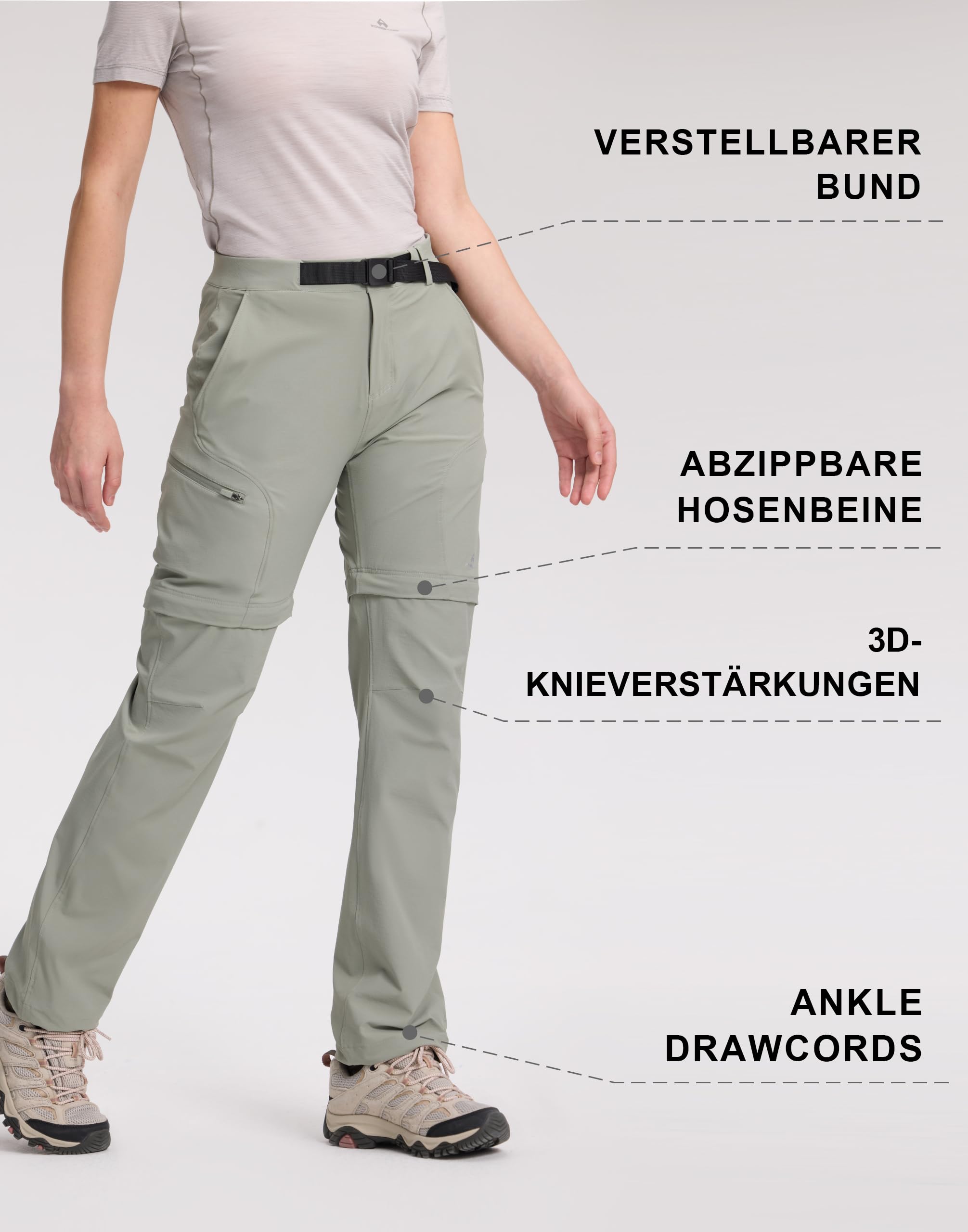 Pioneer Camp Wanderhose Damen Zip Off Outdoor Hosen Für Damen Hose Trekkinghose Funktionshose Kletterhose Schnelltrocknend Wasserabweisend-Reisen, Camping, Wandern, Angeln