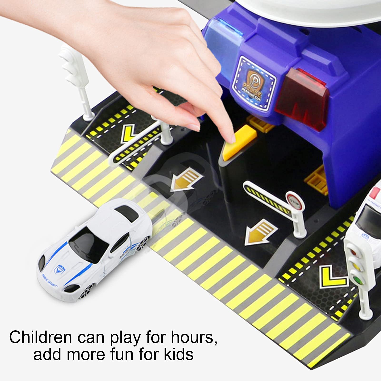 Dioche Garage et Parking en Bois pour Enfants - Piste Aventure de Voiture Jouets DIY avec Ascenseur et Piste de Course - Grand Stationnement de Jouet