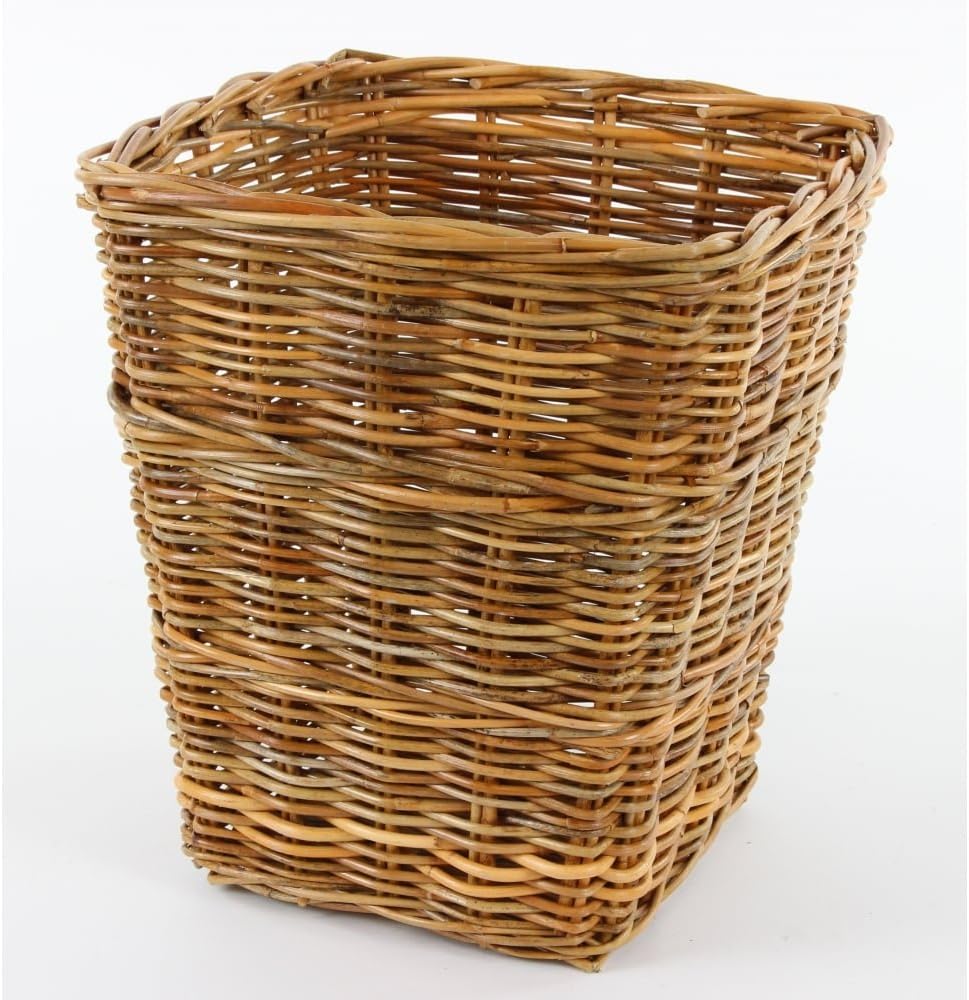 Wicker Square Honey Rattan Waste Paper Bin Basket