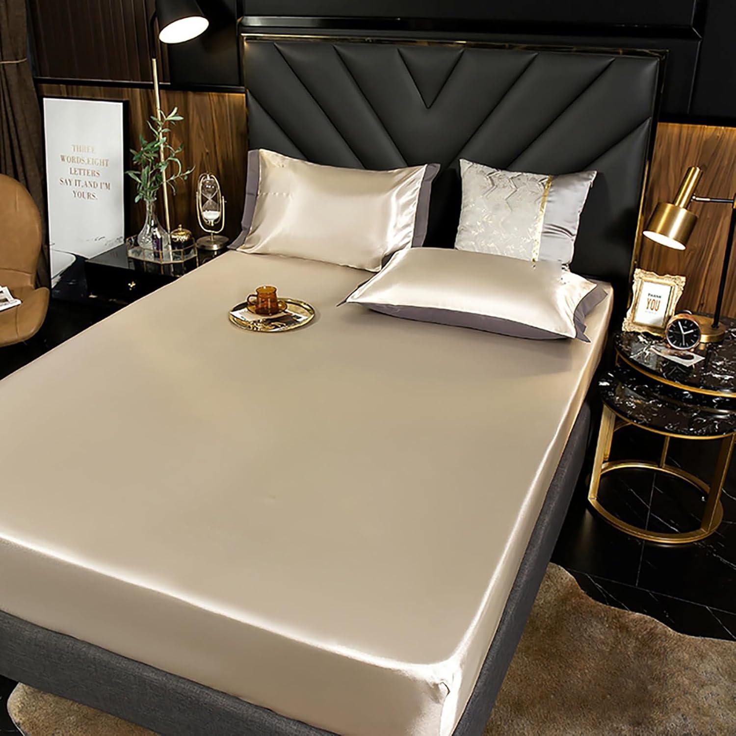 AnzAga Satin Bedding Queen 3 Piece Bedding Set Cooling and Breathable