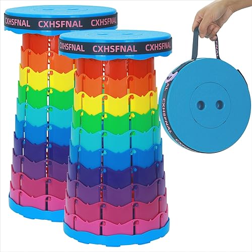 Miniatura 15 de Taburete plegable mejorado, taburetes plegables portátiles, asiento retráctil o reposapiés, taburete plegable para acampar al aire libre, mochila de