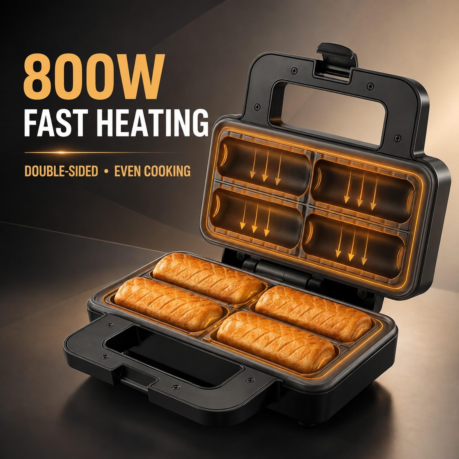 Macchina for Corn Dog 800W, Apparecchio Antiaderente 4 Slot for Cucina