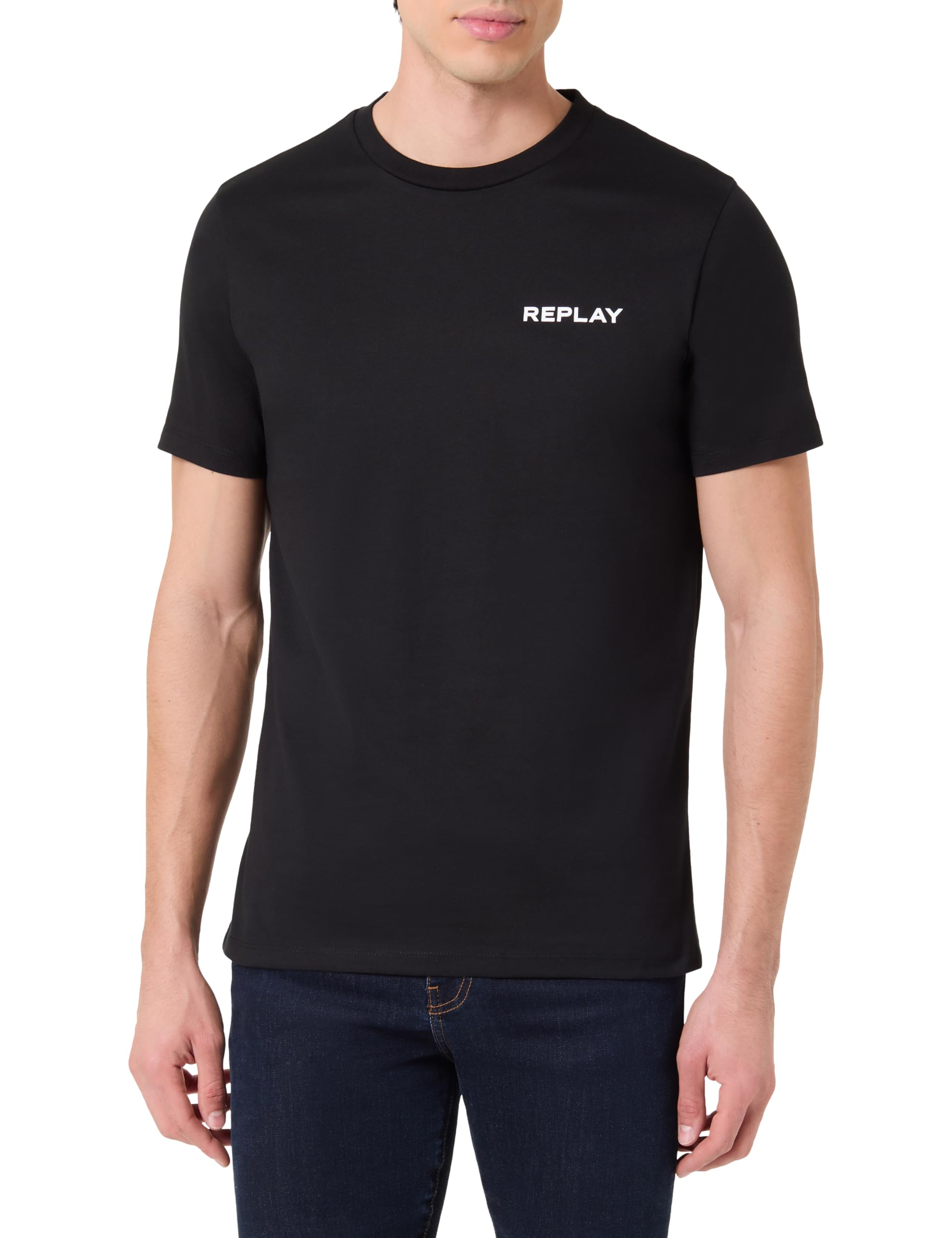 Replay Men's Short-Sleeved Crew Neck T-Shirt, Black 098 (Black), XXL