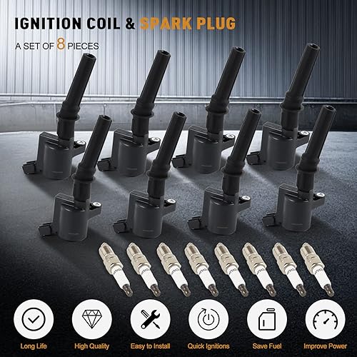 Vista 26 de Paquete de 6 bobinas de encendido UF617 y bujías de iridio compatibles con Infiniti EX37 FX37 G37 M37 Q50 3.7 3.7L V6 2008-2014 Reemplazar #