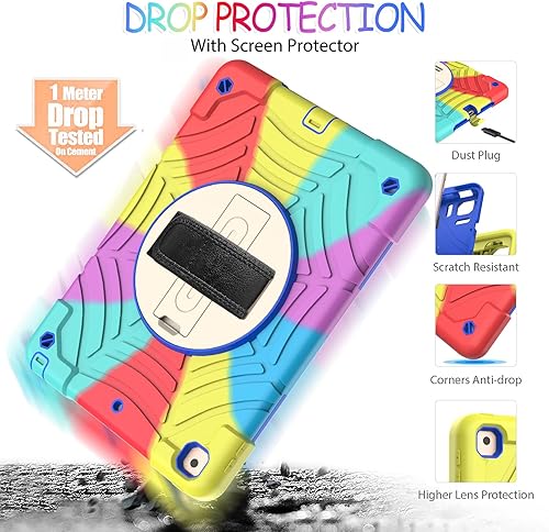 Miniatura 4 de BMOUO Funda para iPad de 987 generación de 10.2", correa de mano giratoria a prueba de golpes para iPad de 987 generación con soporte para lápiz