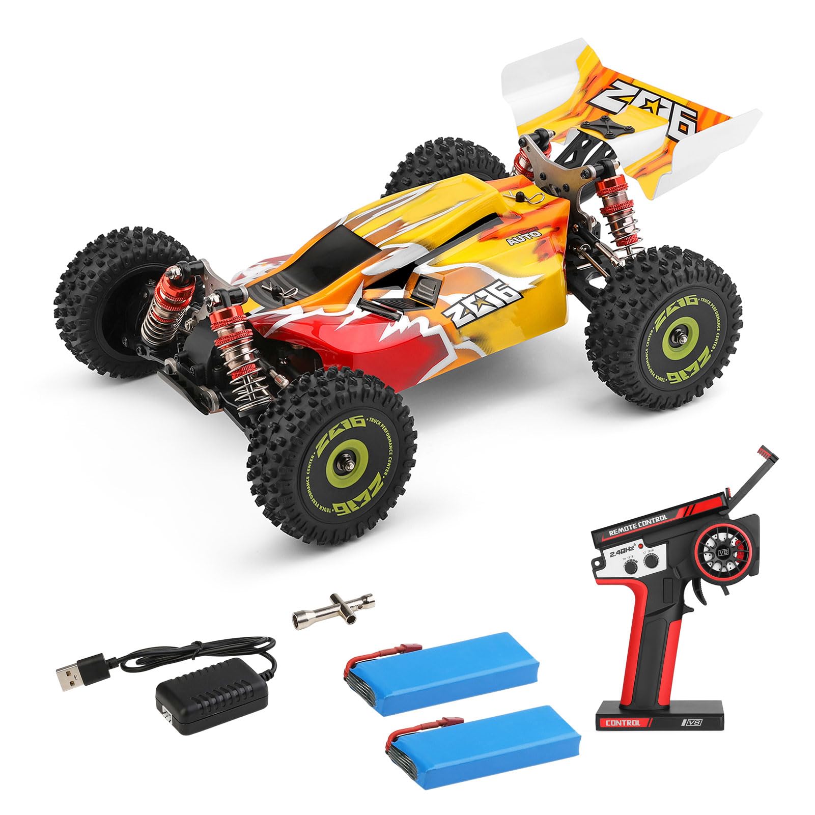 Goolsky XKS 144010 zdalnie sterowany samochód, 75 km/h RC Auto Offroad, Crawler 1/14 2,4 GHz RC Car, samochód wyścigowy, napęd na wszystkie koła, RTR z metalową obudową