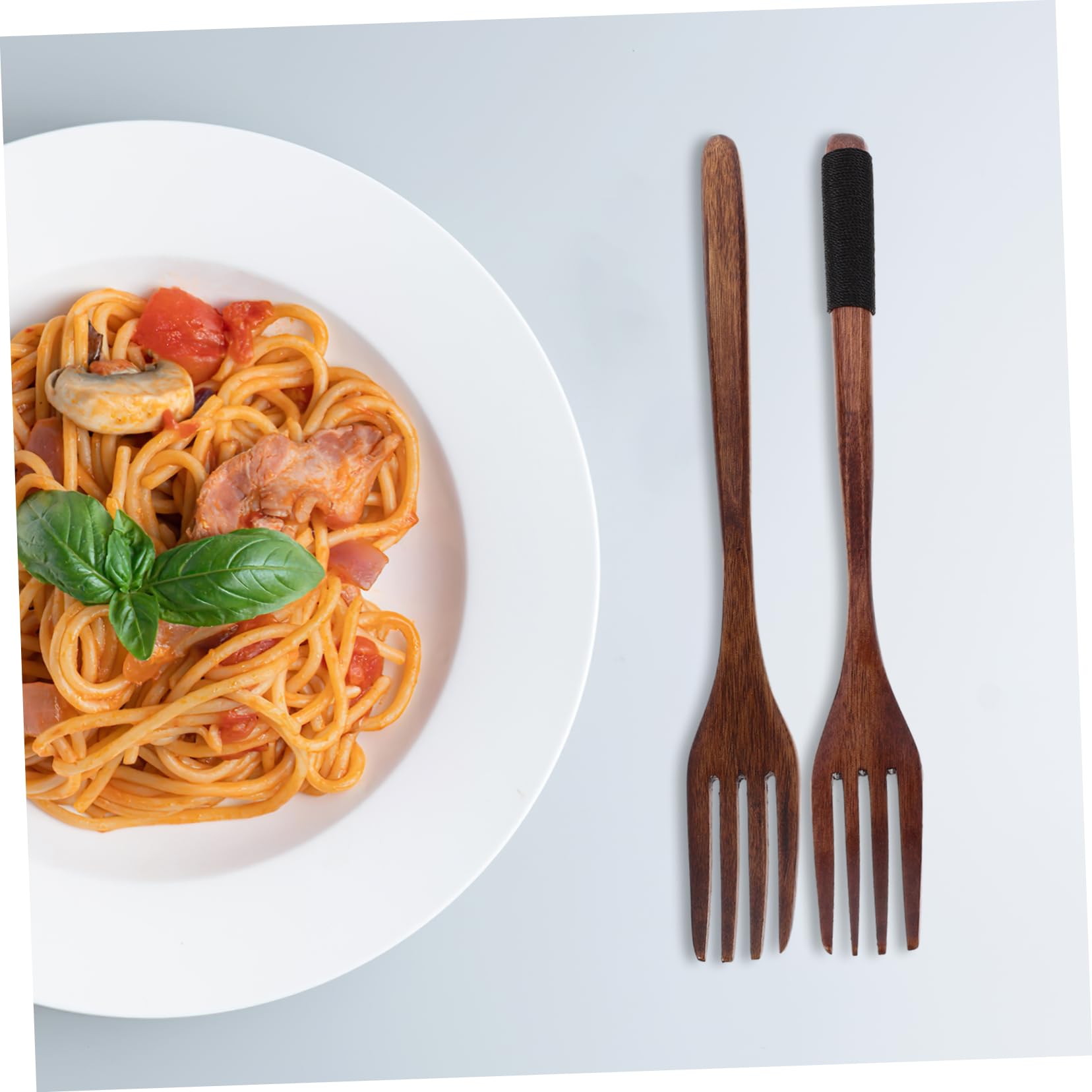 4pcs Natural Oval Ladle Cooking Tool Serving Utensils Flatware Dinnerware Forks Fish Fork Cooking Fork Natural Wood Fork Wooden Handle Fork Small Wooden Fork Rope Brown HOLIDYOYO