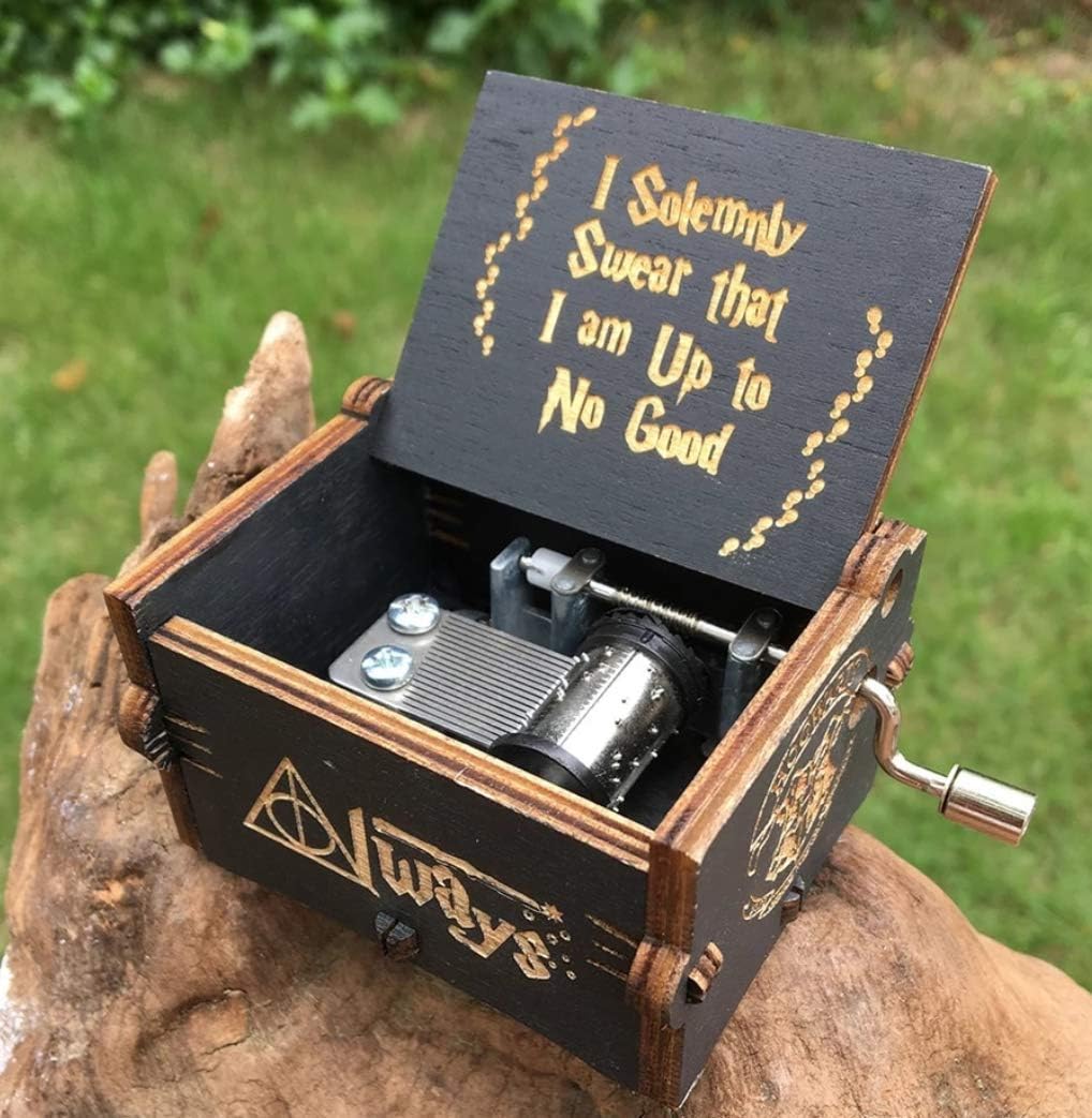 UspotUshop Classic Black Edition Wooden Hedwig Theme Harry Potter Music Box Hand Cranked Collectible Engraved New Design