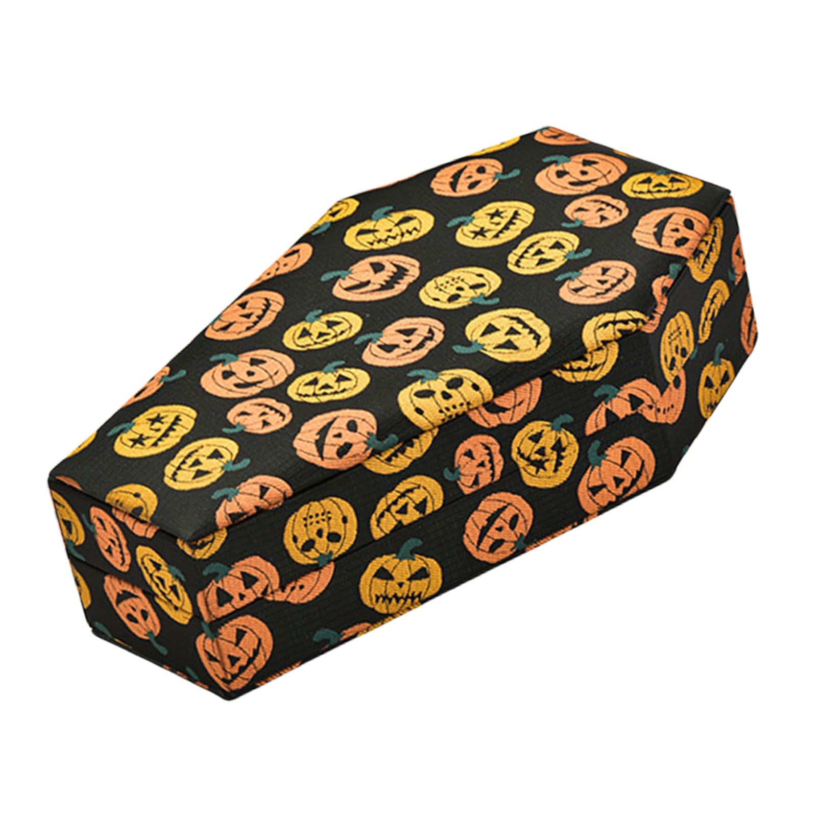 YPBEW Fashionable Jewelry Storage Box Halloween Coffin Shaped Case for Rings Velvets Lined Jewellery Organiser Accessory Storage Box