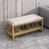 Entryway Bench,Ottoman for Bedroom End of Bed,Storage Benches Modern Velvet Benche Bedroom Benches for Foot of Bed,Upholstered Bench with Golden LegsBeige,60 35 40cm