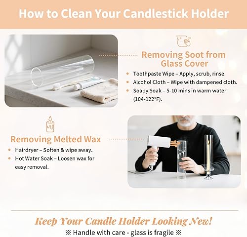 Miniatura 4 de NUPTIO Candelabro de huracán para centro de mesa juego de 6 portavelas de vidrio con cubierta de extremo abierto, soporte cónico para velas para