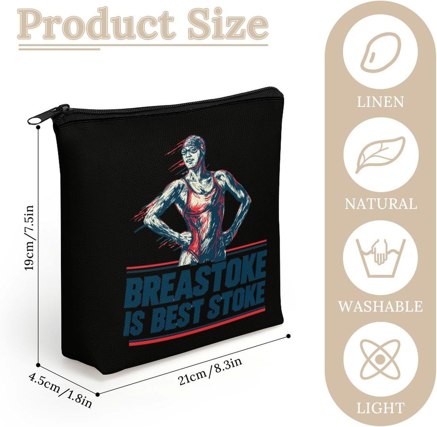 Funny Swimming Breaststroke Makeup Bag Purse Compact Cosmetics Pouch image 2
