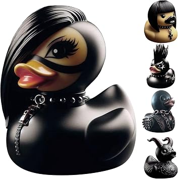 Ducksville Duck Resin Figurines & Ornament - Gothic Duck Statue Decoration - Black Collectible Figures For Bedroom/Living Room