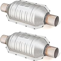 Dylannet 2.5" Universal Weld-On Catalytic Converter 2PCS - High Flow EPA Compliant with Heat Shield & O2 Port