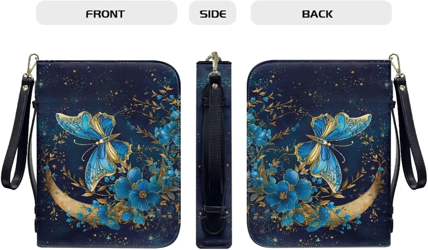 Bible Covers, Moon Portable Bible Cover Carrier Large Journal Organizer with Inner Pockets, Leather Scripture Book Case Carrier Large Capacity for Bible Accessories