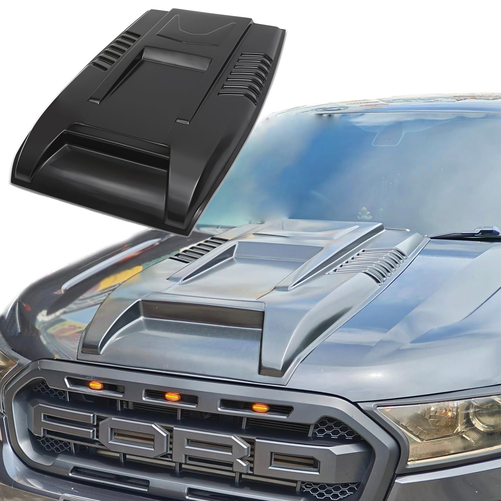 Pala grande para capó Protector de capó para Ford Ranger 2015-2022 Wildtrak Raptor Limited XL XLT Tremor Platinum T7 T8 MK2 MK3 ABS Paneles de capó