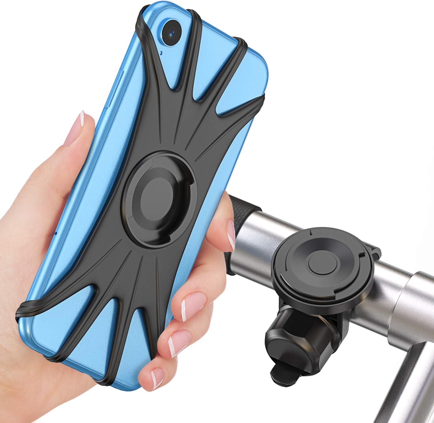 Cocoda Detachable Bike Phone Mount, 360° Rotatable Adjustable Bicycle Motorcycle Phone Holder, [All Screen Friendly] Universal Phone Cradle Handlebar Accessories for All 4.0'' - 6.5'' Smartphones