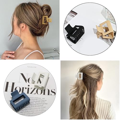 Miniatura 4 de 4 pinzas para el cabello, pinzas de pelo mate de 2 pulgadas para cabello grueso, pinzas cuadradas de color netural para cabello grueso, pinzas para